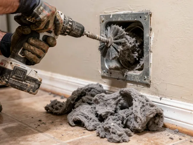 Certified East Hemet Dryer Vent Cleaning technician performing dryer vent cleaning in East Hemet
